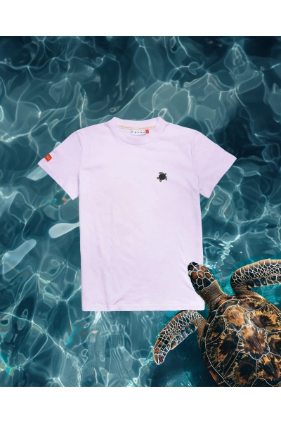 T-shirt damski Basic z żółwiem caretta - różowy